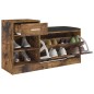 vidaXL Banco zapatero madera de ingeniería roble ahumado 94,5x31x57 cm vidaXL Banco zapatero madera de ingeniería roble ahumado 94,5x31x57 cm