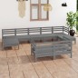 vidaXL Juego de muebles de jardín 9 piezas madera maciza de pino gris vidaXL Juego de muebles de jardín 9 piezas madera maciza de pino gris