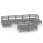 vidaXL Juego de muebles de jardín 9 piezas madera maciza de pino gris vidaXL Juego de muebles de jardín 9 piezas madera maciza de pino gris