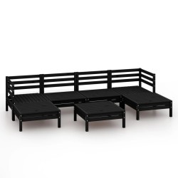 vidaXL Juego de muebles de jardín 7 pzas madera maciza de pino negro