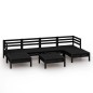 vidaXL Juego de muebles de jardín 7 pzas madera maciza de pino negro vidaXL Juego de muebles de jardín 7 pzas madera maciza de pino negro