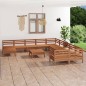 vidaXL Juego muebles de jardín 12 pzas madera maciza pino marrón miel vidaXL Juego muebles de jardín 12 pzas madera maciza pino marrón miel