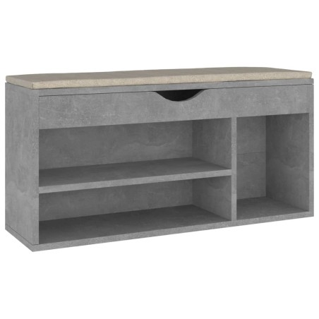 vidaXL Banco zapatero cojín contrachapada gris hormigón 104x30x49 cm