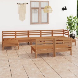 vidaXL Set de muebles de jardín 9 pzas madera maciza pino marrón miel