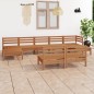 vidaXL Set de muebles de jardín 9 pzas madera maciza pino marrón miel vidaXL Set de muebles de jardín 9 pzas madera maciza pino marrón miel