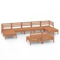 vidaXL Set de muebles de jardín 9 pzas madera maciza pino marrón miel vidaXL Set de muebles de jardín 9 pzas madera maciza pino marrón miel