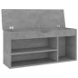 vidaXL Banco zapatero cojín contrachapada gris hormigón 104x30x49 cm vidaXL Banco zapatero cojín contrachapada gris hormigón 104x30x49 cm