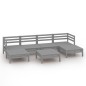 vidaXL Juego de muebles de jardín 7 piezas madera maciza de pino gris vidaXL Juego de muebles de jardín 7 piezas madera maciza de pino gris