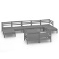 vidaXL Juego de muebles de jardín 10 piezas madera maciza de pino gris vidaXL Juego de muebles de jardín 10 piezas madera maciza de pino gris