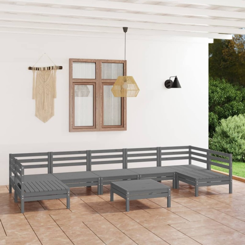 vidaXL Juego de muebles de jardín 8 piezas madera maciza de pino vidaXL Juego de muebles de jardín 8 piezas madera maciza de pino
