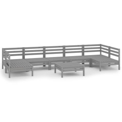 vidaXL Juego de muebles de jardín 8 piezas madera maciza de pino