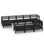vidaXL Juego de muebles de jardín 10 pzas madera maciza de pino negro vidaXL Juego de muebles de jardín 10 pzas madera maciza de pino negro