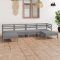 vidaXL Muebles de jardín 6 piezas gris madera de pino maciza