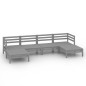 vidaXL Muebles de jardín 6 piezas gris madera de pino maciza
