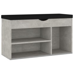 vidaXL Banco zapatero con cojín madera de ingeniería gris hormigón
