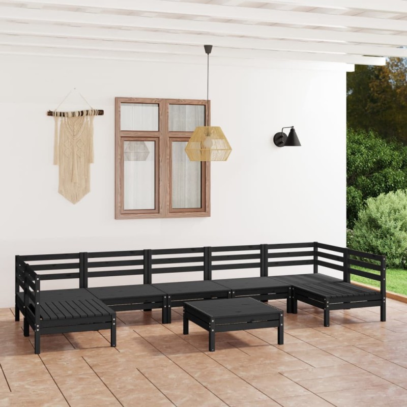 vidaXL Juego de muebles de jardín 8 piezas madera maciza de pino vidaXL Juego de muebles de jardín 8 piezas madera maciza de pino
