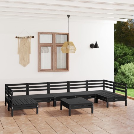 vidaXL Juego de muebles de jardín 8 piezas madera maciza de pino