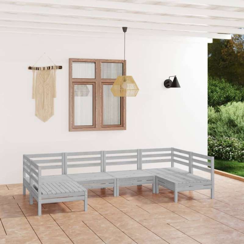 vidaXL Juego de muebles de jardín 6 piezas madera maciza pino blanco vidaXL Juego de muebles de jardín 6 piezas madera maciza pino blanco
