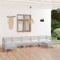 vidaXL Juego de muebles de jardín 7 piezas madera maciza pino blanco vidaXL Juego de muebles de jardín 7 piezas madera maciza pino blanco