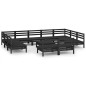 vidaXL Juego de muebles de jardín 12 pzas madera maciza de pino negro vidaXL Juego de muebles de jardín 12 pzas madera maciza de pino negro