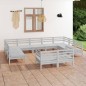vidaXL Juego de muebles de jardín 11 piezas madera maciza pino blanco vidaXL Juego de muebles de jardín 11 piezas madera maciza pino blanco