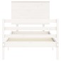 vidaXL Estructura de cama individual con cabecero madera maciza blanco vidaXL Estructura de cama individual con cabecero madera maciza blanco