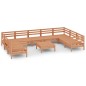 vidaXL Juego muebles de jardín 10 pzas madera maciza pino marrón miel