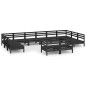 vidaXL Juego de muebles de jardín 12 pzas madera maciza de pino negro vidaXL Juego de muebles de jardín 12 pzas madera maciza de pino negro
