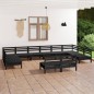 vidaXL Juego de muebles de jardín 12 pzas madera maciza de pino negro vidaXL Juego de muebles de jardín 12 pzas madera maciza de pino negro