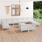 vidaXL Juego de muebles de jardín 13 pzas madera maciza de pino blanco vidaXL Juego de muebles de jardín 13 pzas madera maciza de pino blanco