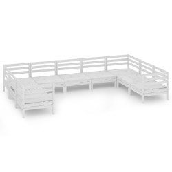 vidaXL Mesa y taburetes altos jardín 9 pzas madera maciza pino blanco
