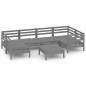 vidaXL Juego de muebles de jardín 7 piezas madera maciza de pino gris