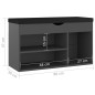 vidaXL Banco zapatero con cojín madera ingeniería gris 80x30x47 cm vidaXL Banco zapatero con cojín madera ingeniería gris 80x30x47 cm