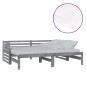 vidaXL Sofá cama extraíble madera maciza de pino gris 2x(90x200) cm