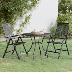 vidaXL Set de comedor de jardín 3 pzas malla metal expandido antracita