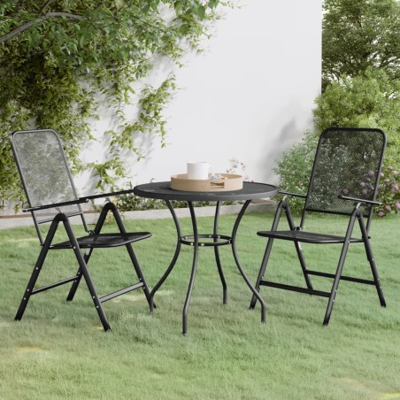 vidaXL Set de comedor de jardín 3 pzas malla metal expandido antracita
