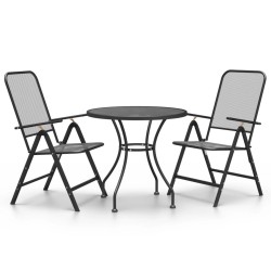 vidaXL Set de comedor de jardín 3 pzas malla metal expandido antracita