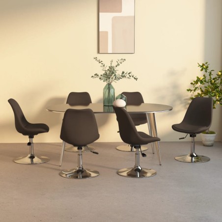 vidaXL Sillas de comedor giratorias 6 unidades tela marrón oscuro