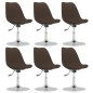 vidaXL Sillas de comedor giratorias 6 unidades tela marrón oscuro vidaXL Sillas de comedor giratorias 6 unidades tela marrón oscuro