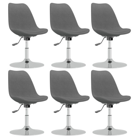 vidaXL Sillas de comedor giratorias 6 unidades tela gris claro