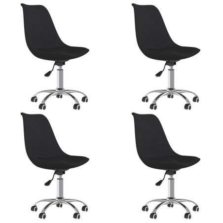 vidaXL Sillas de comedor giratorias 4 unidades tela negro
