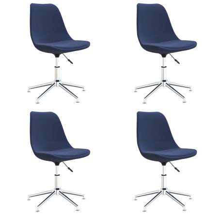 vidaXL Sillas de comedor giratorias 4 unidades tela azul