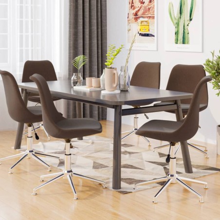 vidaXL Sillas de comedor giratorias 6 unidades tela marrón