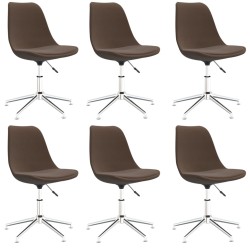 vidaXL Sillas de comedor giratorias 6 unidades tela marrón
