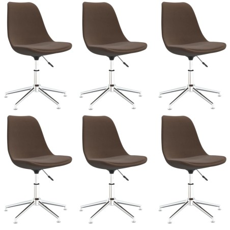 vidaXL Sillas de comedor giratorias 6 unidades tela marrón