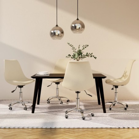 vidaXL Sillas de comedor giratorias 4 unidades tela crema