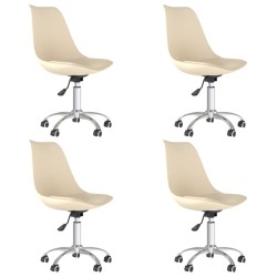 vidaXL Sillas de comedor giratorias 4 unidades tela crema