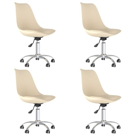 vidaXL Sillas de comedor giratorias 4 unidades tela crema