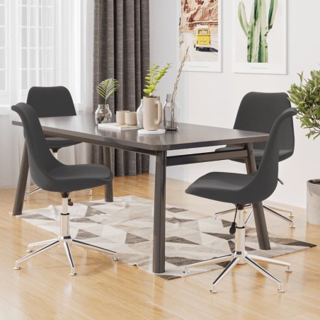 vidaXL Sillas de comedor giratorias 4 unidades tela gris oscuro
