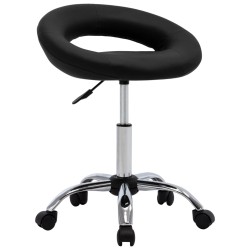 vidaXL Silla de comedor giratoria cuero sintético negro